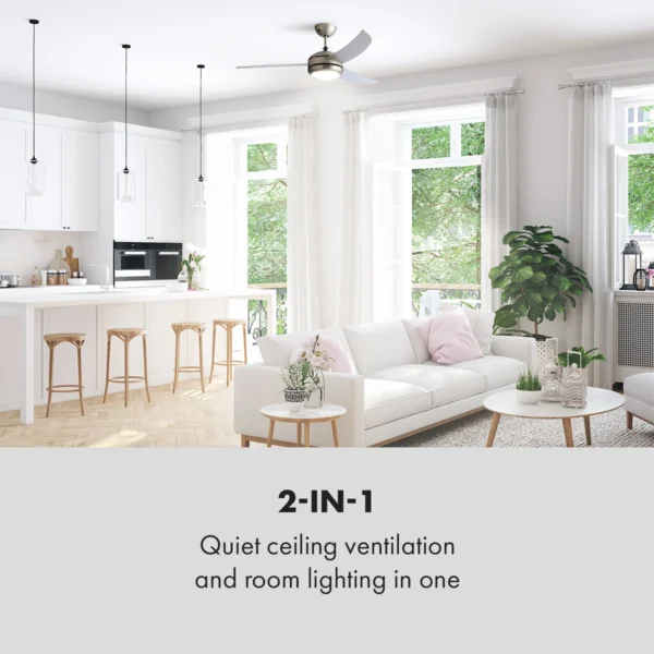 Stropný ventilátor so svietidlom striebro El Paso 132 cm 54 W