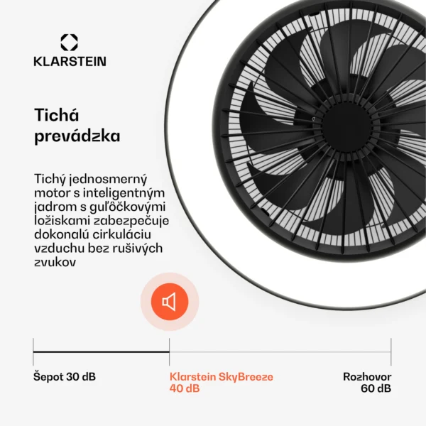 Inteligentný stropný ventilátor čierny so svetlom ZenBreeze 48 cm (2) Inteligentný stropný ventilátor čierny so svetlom ZenBreeze 48 cm