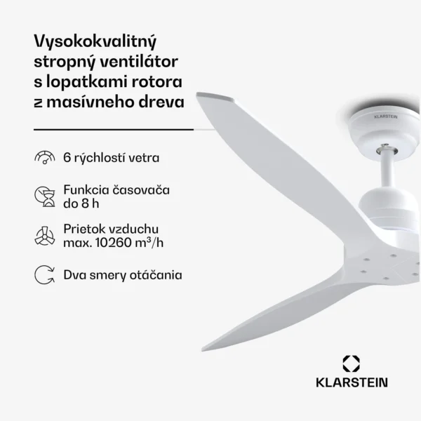 Stropný ventilátor biela Santa Elena 132 cm 40 W